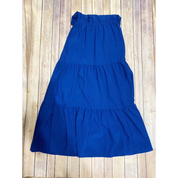 AVA & VIV Tiered Maxi Dress Cobalt Plus Size 1X - Picture 2 of 6